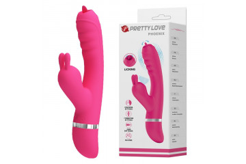 Розовый вибратор-кролик с мембранным стимулятором Phoenix - 20,2 см.