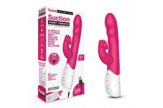 Розовый вибромассажер с клиторальной стимуляцией Clitoral Suction Rabbit - 24,5 см.