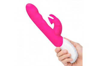 Розовый вибромассажер с клиторальной стимуляцией Clitoral Suction Rabbit - 24,5 см.