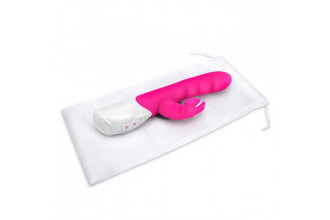 Розовый вибромассажер с клиторальной стимуляцией Clitoral Suction Rabbit - 24,5 см.