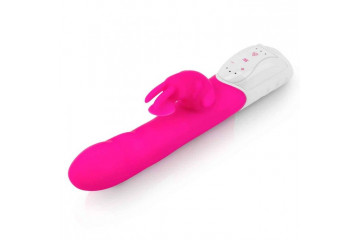 Розовый вибромассажер с клиторальной стимуляцией Clitoral Suction Rabbit - 24,5 см.