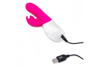Розовый вибромассажер с клиторальной стимуляцией Clitoral Suction Rabbit - 24,5 см.