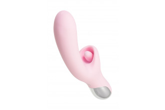 Розовый вибратор-кролик с ласкающим язычком Orali - 22 см.