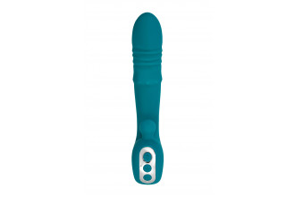 Зеленый вибратор с функцией Up&Down и стимулирующим кольцом Mija - 19 см.