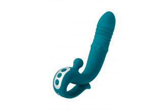 Зеленый вибратор с функцией Up&Down и стимулирующим кольцом Mija - 19 см.