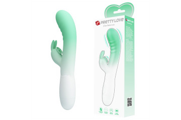 Зелено-белый вибратор-кролик Cerberus - 20,6 см.