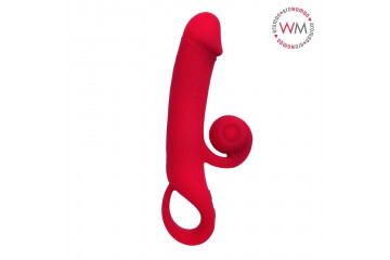 Малиновый вибратор-кролик - 20 см.