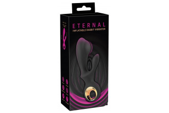 Черный вибратор-кролик с функцией расширения Inflatable Rabbit Vibrator - 18,3 см.