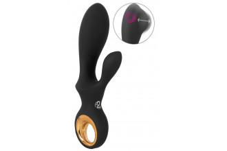 Черный вибратор-кролик с функцией расширения Inflatable Rabbit Vibrator - 18,3 см.