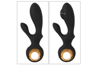 Черный вибратор-кролик с функцией расширения Inflatable Rabbit Vibrator - 18,3 см.