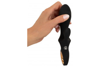 Черный вибратор-кролик с функцией расширения Inflatable Rabbit Vibrator - 18,3 см.