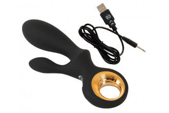 Черный вибратор-кролик с функцией расширения Inflatable Rabbit Vibrator - 18,3 см.