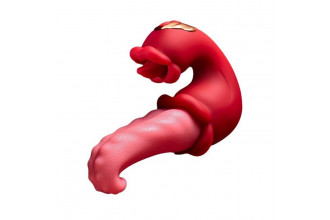 Красный вибратор-язык с вакуумной стимуляцией клитора