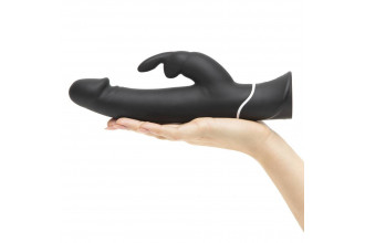 Черный вибратор-кролик Happy Rabbit Realistic Rechargeable Rabbit Vibrator - 25,4 см.