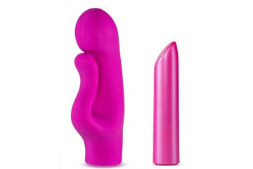 Лиловый вибромассажер B2 с клиторальным отростком - 14,6 см.