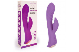 Фиолетовый вибромассажер-кролик 5 Silicone Ripple Passion - 19,1 см.