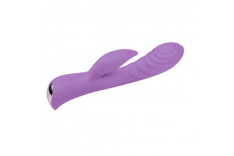 Фиолетовый вибромассажер-кролик 5 Silicone Ripple Passion - 19,1 см.