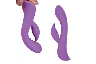 Фиолетовый вибромассажер-кролик 5 Silicone Ripple Passion - 19,1 см.