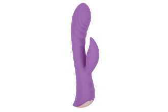 Фиолетовый вибромассажер-кролик 5 Silicone Ripple Passion - 19,1 см.