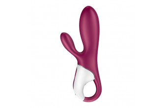 Малиновый вибратор-кролик Hot Bunny с функцией нагрева - 17,5 см.