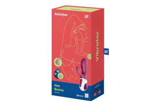 Малиновый вибратор-кролик Hot Bunny с функцией нагрева - 17,5 см.