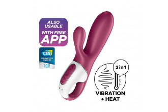 Малиновый вибратор-кролик Hot Bunny с функцией нагрева - 17,5 см.