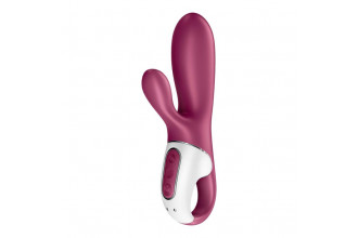 Малиновый вибратор-кролик Hot Bunny с функцией нагрева - 17,5 см.