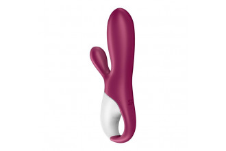 Малиновый вибратор-кролик Hot Bunny с функцией нагрева - 17,5 см.