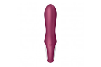 Малиновый вибратор-кролик Hot Bunny с функцией нагрева - 17,5 см.