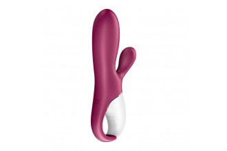 Малиновый вибратор-кролик Hot Bunny с функцией нагрева - 17,5 см.