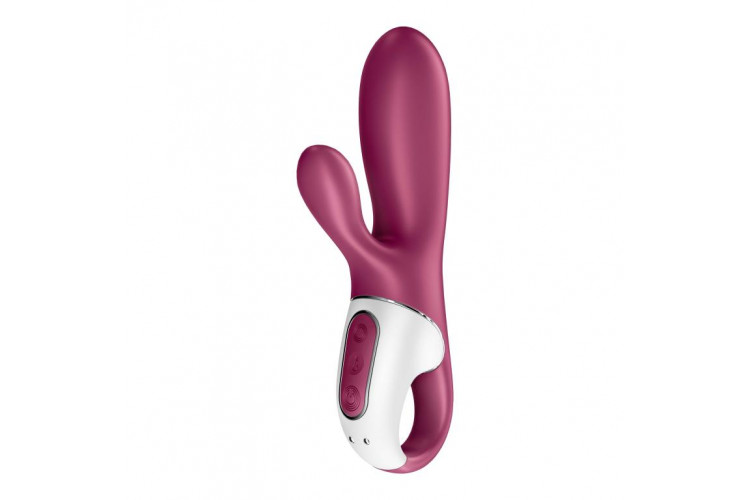 Малиновый вибратор-кролик Hot Bunny с функцией нагрева - 17,5 см.