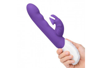 Фиолетовый вибромассажер с клиторальной стимуляцией Clitoral Suction Rabbit - 24,5 см.