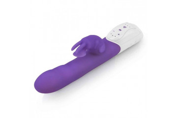 Фиолетовый вибромассажер с клиторальной стимуляцией Clitoral Suction Rabbit - 24,5 см.