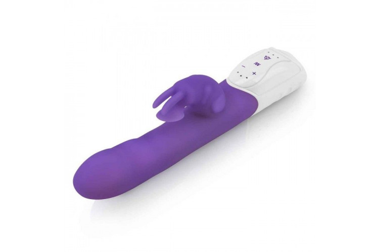 Фиолетовый вибромассажер с клиторальной стимуляцией Clitoral Suction Rabbit - 24,5 см.