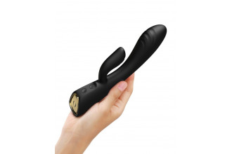 Черный вибратор-кролик Flexi Rabbit с функцией подогрева - 21,2 см.
