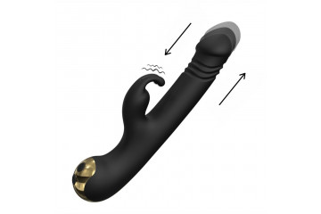 Черный вибромассажер-кролик Happy Rabbi - 22,5 см.