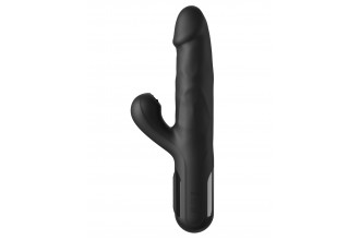 Черный силиконовый вибратор-кролик Sonix Silicone Thruster - 22 см.