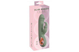 Оливковый вибратор-кролик Slim Rabbit Olive - 21,4 см.