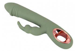 Оливковый вибратор-кролик Slim Rabbit Olive - 21,4 см.