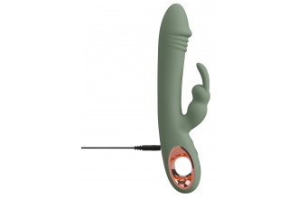 Оливковый вибратор-кролик Slim Rabbit Olive - 21,4 см.