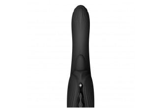 Черный вибростимулятор-кролик с функцией нагрева Ares - 24,6 см.