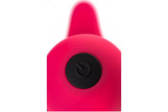 Розовый вибромассажёр с небольшим клиторальным отростком - 15 см.