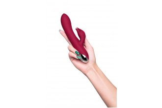 Бордовый вибратор-кролик Sangra - 20,5 см.