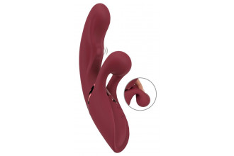 Малиновый вибратор-кролик с функцией постукивания 2 Function Rabbit Vibrator - 22,3 см.