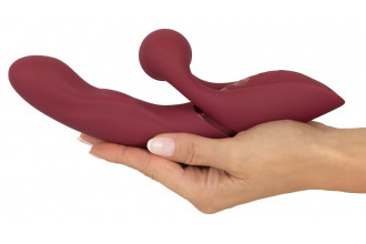 Малиновый вибратор-кролик с функцией постукивания 2 Function Rabbit Vibrator - 22,3 см.