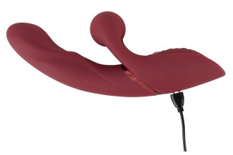 Малиновый вибратор-кролик с функцией постукивания 2 Function Rabbit Vibrator - 22,3 см.