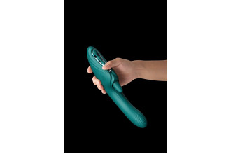 Зеленый вибростимулятор-кролик с функцией нагрева Ares - 24,6 см. Зеленый вибростимулятор-кролик с функцией нагрева Ares - 24,6 см.