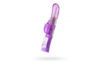 Фиолетовый вибратор High-Tech fantasy с бабочкой для клитора - 22,4 см.