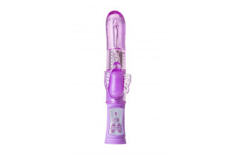 Фиолетовый вибратор High-Tech fantasy с бабочкой для клитора - 22,4 см.