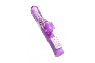 Фиолетовый вибратор High-Tech fantasy с бабочкой для клитора - 22,4 см.